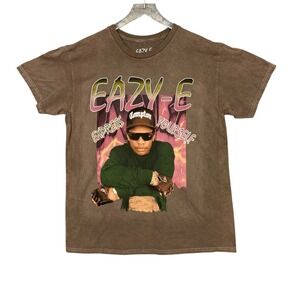 Eazy-E T-Shirt Mens Large Brown Express Yourself Compton Graphic Print Rap‎ NWOT